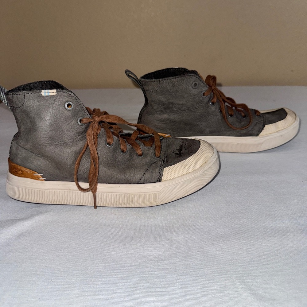 Toms TRVL LITE Mens Grey Leather High Top Sneakers Shoes Size 8.5 03750819-10